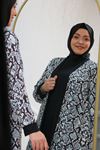 37101 Large Size Crepe Tunic Jacket Suit-Snake Pattern Black