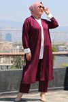 37307 Plus Size White Mina Crepe Trio Set - Plum