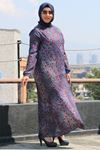  32042 Plus Size Patterned Jesica Dress-Mixed Pattern Indigo