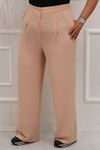 39020 Large Size Airobin Elastic Waist Trousers - Beige