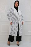 33035 Large Size Lace Fabric Shawl Collar Jacket - White
