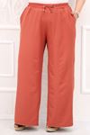 39024 Large Size Star Airobin Slim Leg Pants With Elastic Waist -Tile