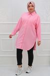 38067 Plus Size Low Sleeve Goffre Shirt- Pink