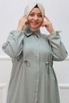38089 Plus Size Waist Pleated Lyocell Shirt-Khaki