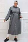 38089 Plus Size Waist Pleated Lyocell Shirt-Black