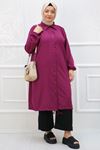 38060 Plus Size Star Airobin Mevlana قميص مع إكسسوارات ياقة - قرميدي