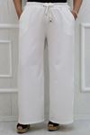 39035 Large Size Lycra Trousers With Elastic Waist - White