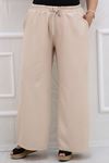 39035 Large Size Lycra Trousers With Elastic Waist - Beige