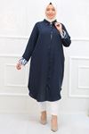 38075 Large Size Leopard Combined Jesica Tunic- Navy blue