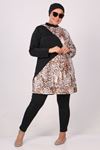1726 Large Size Garnish Tights Hijab Swimsuit Set - Leopard