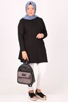 38500 Large Size Combed Cotton Basic Tunic-Black