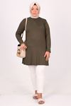 38500 Large Size Combed Cotton Basic Tunic-Khaki