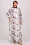 32025 Plus Size Crepe Dress - Patterned Beige