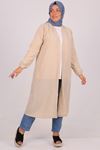 33033 Large Size Linen Airobin Jacket - Beige