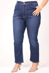 9185-1 Large Size Pipe Leg Stone Nail Jeans - Navy blue