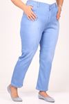 9185-1 Large Size Pipe Leg Stone Nail Jeans - Ice Blue