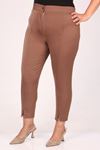 39028 Plus Size Front Slit Slim Leg Trousers - Mink