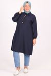 28053 Plus Size Miracle Tunic with Front Patties -Nawy Blue