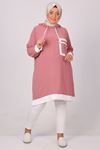 38119 Large Size Buttoned Airobin Tunic -Dried Rose