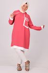 38119 Large Size Buttoned Airobin Tunic -Fuchsia