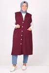 34012 Plus Size Mina Buttoned Wear Waistcoat-Plum
