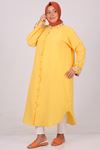 38078 Large Size Linen Shirt With Garnish -Yellow