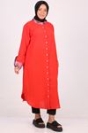 38078 Large Size Linen Shirt With Garnish -Red