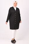 33039 Plus Size Buttoned Mina Jacket - Black