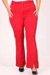 39031 Plus Size Front Slit Spanish Trousers - Red