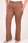 39031 Plus Size Front Slit Spanish Trousers - Mink