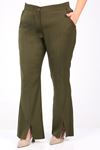 39031 Plus Size Front Slit Spanish Trousers - Khaki