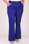 39031 Plus Size Front Slit Spanish Trousers - Sax