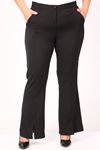 39031 Plus Size Front Slit Spanish Trousers - Black