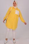 38124 Large Size Color Combination Linen Airobin Shirt - Yellow