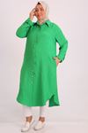 38132 Large Size Linen Airobin Shirt -Green
