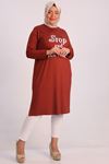 38126 Large Size Combed Cotton Printed Tunic -Tile