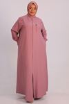 36005 Large Size Double Layer Crepe Mevlana Abaya-Pink