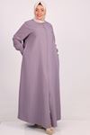 36005 Large Size Double Layer Crepe Mevlana Abaya-Lilac