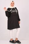 28050 Large Size White Hooded Miracle Tunic - Black