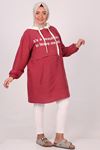 28050 Large Size White Hooded Miracle Tunic - Dark Rose