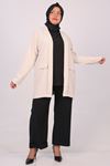 33027-1 Plus Size Double Layer Crepe Buttonless Jacket-Cream