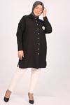 38112 Large Size Linen Airobin Shirt with Pocket Stone - Black