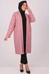 33047 Large Size Burbery Crepe Buttonless Long Jacket-Dried Rose