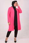 33047 Large Size Burbery Crepe Buttonless Long Jacket-Dried Rose