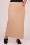 35005 Plus Size Scuba Pencil Skirt - Beige