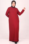 32047 Plus Size Scuba Basic Dress - Burgundy