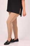 29506 Plus Size Scuba Leggings with Side Stripes - Mink