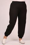 39507 Plus Size Cargo Pocket Crystal Two Thread Sweatpants-Black