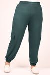 39507 Plus Size Cargo Pocket Crystal Two Thread Sweatpants-Mink