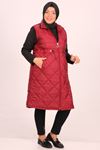 34014 Large Size Quilted Vest with Elastic Waist-Burgundy